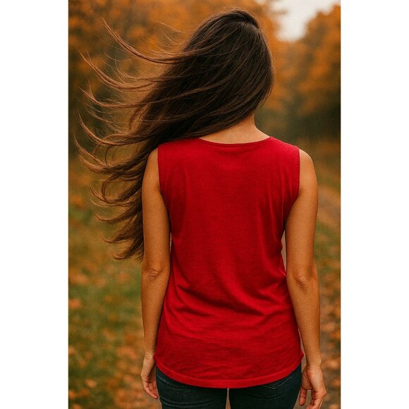 Ann Taylor Medium Red Sleeveless Layered Tank Top Night Out Club Party Fit Chic - Picture 3 of 12